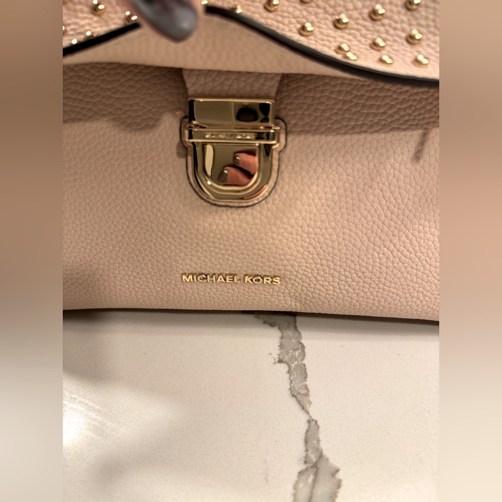 🆕 NWT Michael Kors Bristol Satchel Bag with studs • Soft Nude Pink - Picture 11 of 16